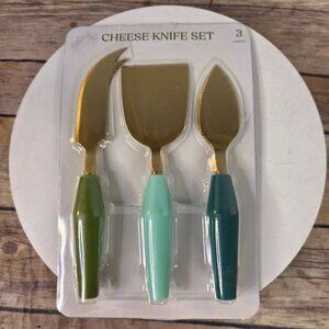 3-Piece Cheese Knife Set With Gold Blades & Multicolor Handles 3 Count